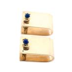 Gouden manchetknopen met azuurblauwe Lapis lazuli stenen, Ophalen of Verzenden, Goud, Met edelsteen