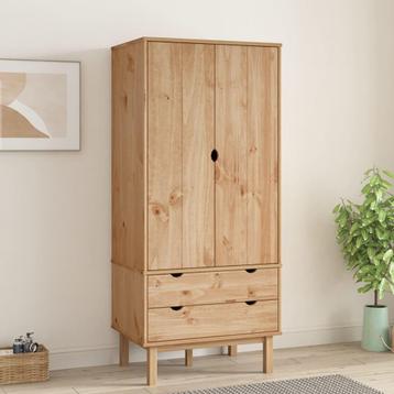 vidaXL Kledingkast OTTA 76,5x53x172 cm massief grenenhout, Huis en Inrichting, Kasten | Kleerkasten, Verzenden, Nieuw