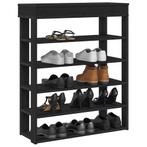 vidaXL Schoenenrek 80x30x98 cm bewerkt hout zwart, Verzenden, Nieuw