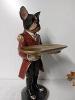 Statue, french  buldog  as budhler with plateau - 50 cm -