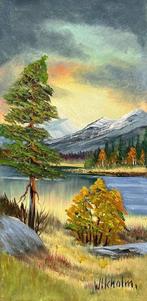 Europese school (XX) - Echoes Beneath the Twilight Pines, Antiquités & Art, Art | Peinture | Classique