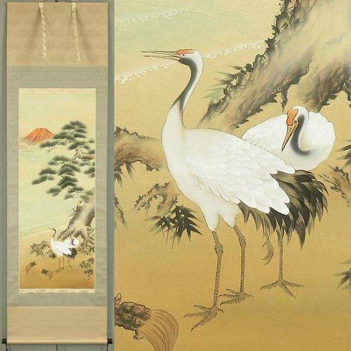 Red Mt. Fuji Crane Turtle Pine Tree with Original Box, Antiek en Kunst, Antiek | Overige Antiek