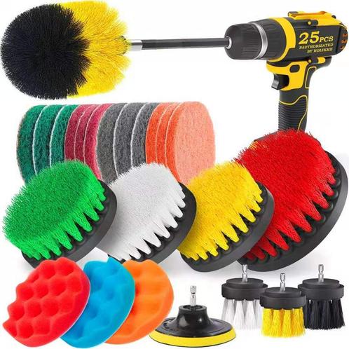 Borstelset Boormachine 25 Delig - Schuursponsjes-, Tuin en Terras, Hand-tuingereedschap, Nieuw