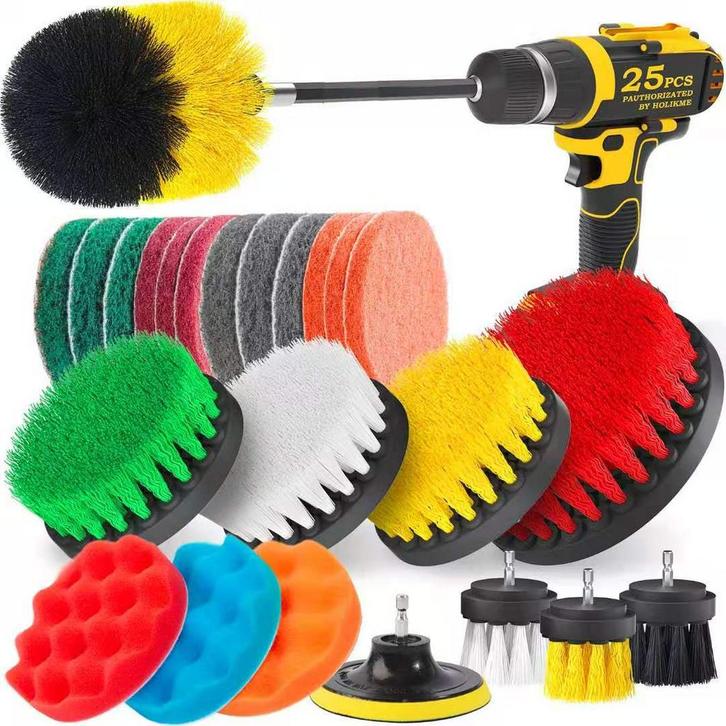 Borstelset Boormachine 25 Delig - Schuursponsjes-, Tuin en Terras, Hand-tuingereedschap, Nieuw