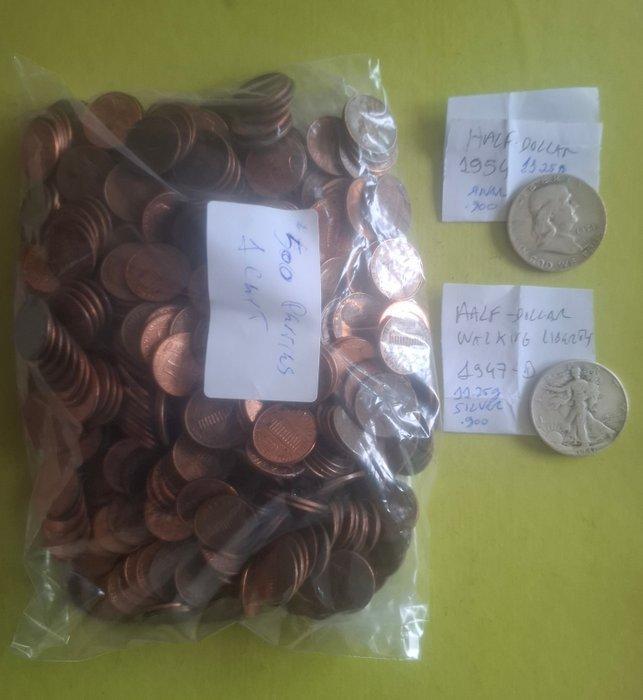 Verenigde Staten. 1 Cent Lot of 502 pieces with 2 Rare, Postzegels en Munten, Munten | Europa | Niet-Euromunten