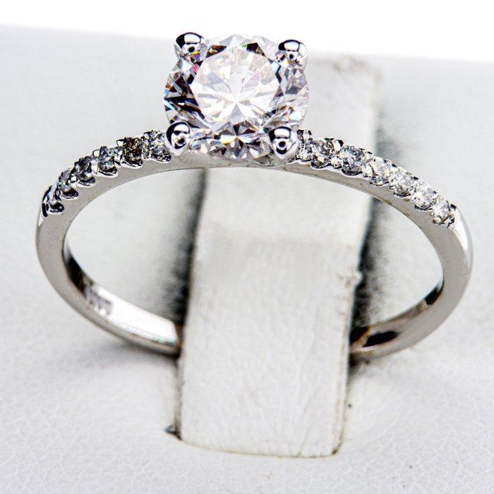 Zonder Minimumprijs - Verlovingsring - 14 karaat Witgoud -, Handtassen en Accessoires, Antieke sieraden