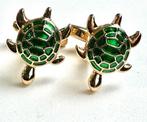 Engelse groene malachiet emaille 9ct gerold gouden schildpad, Antiek en Kunst, Curiosa en Brocante