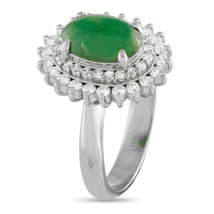 Ring Platina, Platina en 0,69ct Diamanten Jade Ring -, Handtassen en Accessoires, Ringen