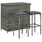 vidaXL 3-delige Barset poly rattan grijs, Verzenden, Nieuw