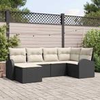 vidaXL Tuinbank Set met kussen Zwart Poly rattan, Verzenden, Nieuw