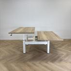 Gispen duo slingerbureau, 160x80 cm, natuur eiken - wit, Huis en Inrichting, Bureaus, Gebruikt, Bureau