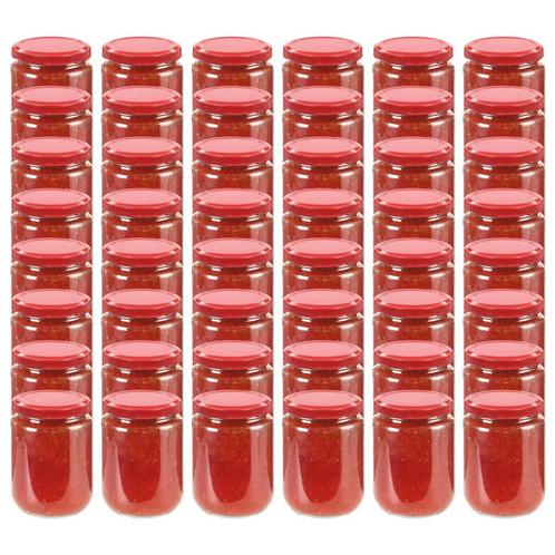 vidaXL Jampotten met rode deksels 48 st 230 ml glas, Huis en Inrichting, Keuken | Potten en Pannen, Nieuw, Verzenden