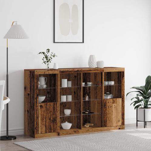 vidaXL Dressoir met LED-lampen Oud Hout 163x37x100 cm, Huis en Inrichting, Kasten | Dressoirs, Nieuw, Verzenden