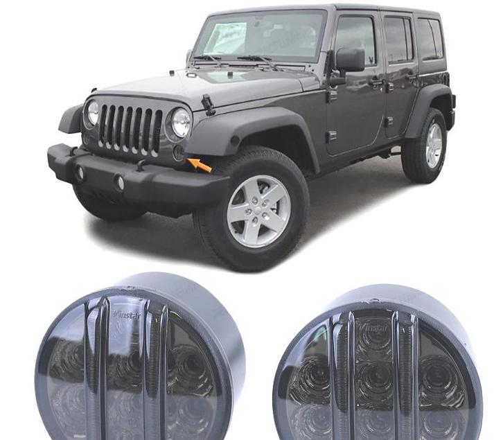 Clignotants Avant Pour Jeep Wrangler Jk 07- Led Noir Fumé, Auto-onderdelen, Verlichting, Verzenden
