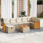 vidaXL 8-delige Loungeset met kussens poly rattan beige, Tuin en Terras, Verzenden, Nieuw, Loungeset