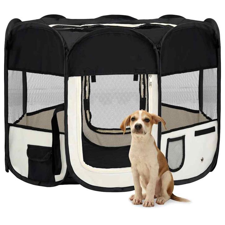 vidaXL Hondenren inklapbaar met draagtas 90x90x58 cm zwart, Animaux & Accessoires, Caisses pour chiens, Envoi
