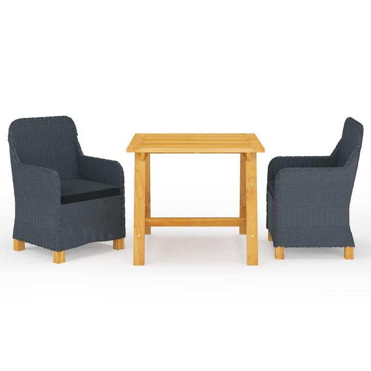 vidaXL 3-delige Tuinset donkergrijs, Tuin en Terras, Tuinsets en Loungesets, Tuinset, Nieuw, Verzenden