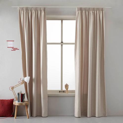 lichtdoorlatend gordijn (140 x 180 cm)  	Licht beige, Huis en Inrichting, Stoffering | Gordijnen en Lamellen, Nieuw, Verzenden