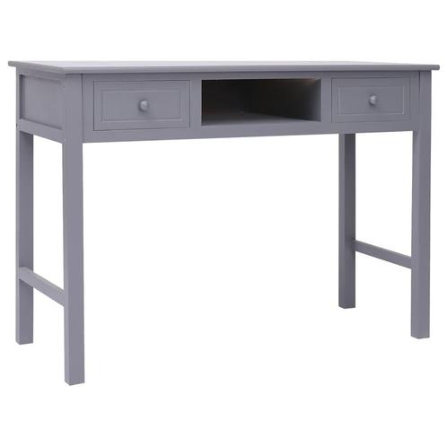 vidaXL Bureau 108x45x76 cm massief paulowniahout grijs, Huis en Inrichting, Bureaus, Nieuw, Verzenden