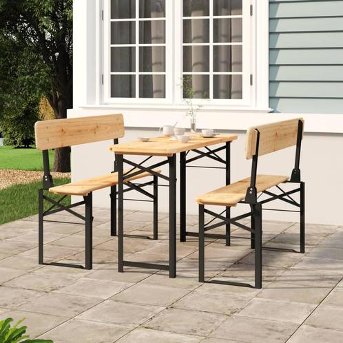 vidaXL 3-delige Biertafelset inklapbaar massief vurenhout, Tuin en Terras, Tuinsets en Loungesets, Nieuw, Verzenden