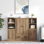 vidaXL Highboard met lade 3 pcs Artisan Eiken Bewerkt hout, Huis en Inrichting, Kasten | Dressoirs, Verzenden, Nieuw
