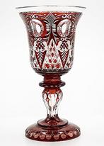 Moser & Söhne Antique Ruby Red Faceted Glass Vase 1880 -, Antiek en Kunst