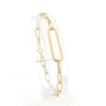 Gouden wijde fantasie/anker schakel armband | 18,5 cm beschikbaar voor biedingen