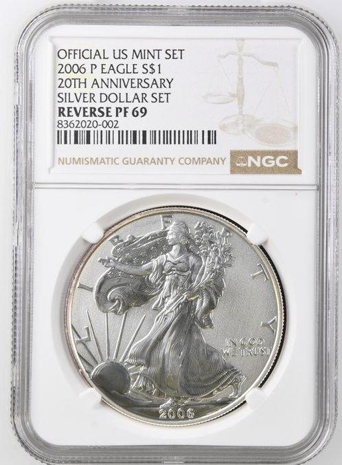 Verenigde Staten. 1 Dollar 2006 American Silver Eagle NGC PF, Postzegels en Munten, Munten | Europa | Niet-Euromunten