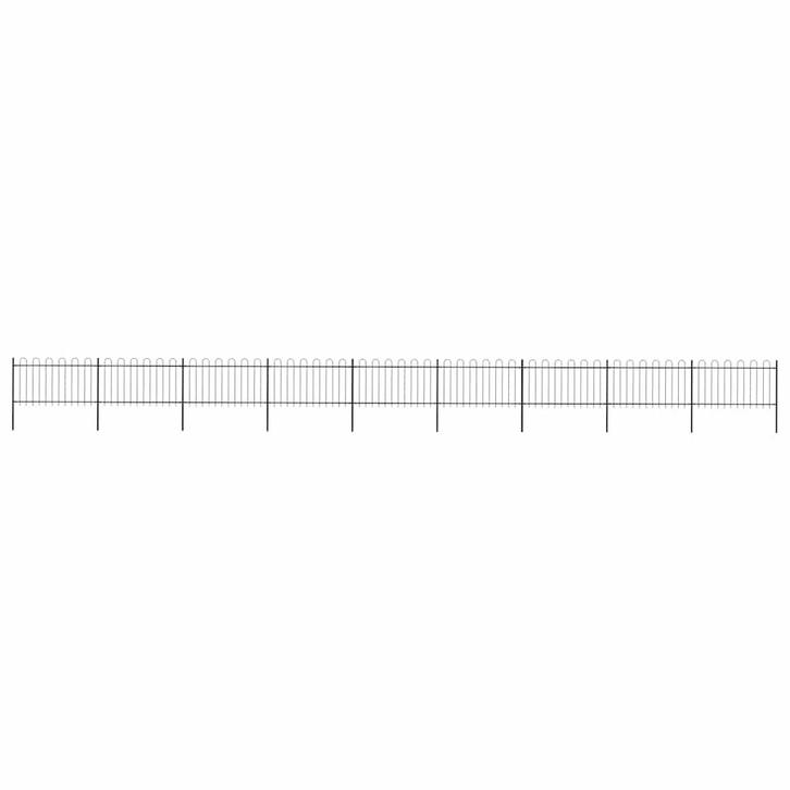 vidaXL Tuinhek met ringtop staal 1603,5x100 cm zwart, Tuin en Terras, Tuinhekken en Hekwerk, Nieuw, Verzenden