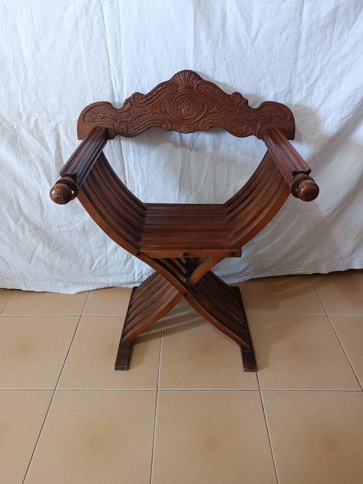 Stoel - Hout - Savonarola, Antiquités & Art, Curiosités & Brocante
