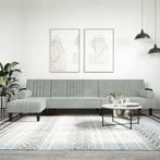 vidaXL Slaapbank L-vormig 260x140x70 cm fluweel lichtgrijs, Huis en Inrichting, Zetels | Zetels, Verzenden, Nieuw