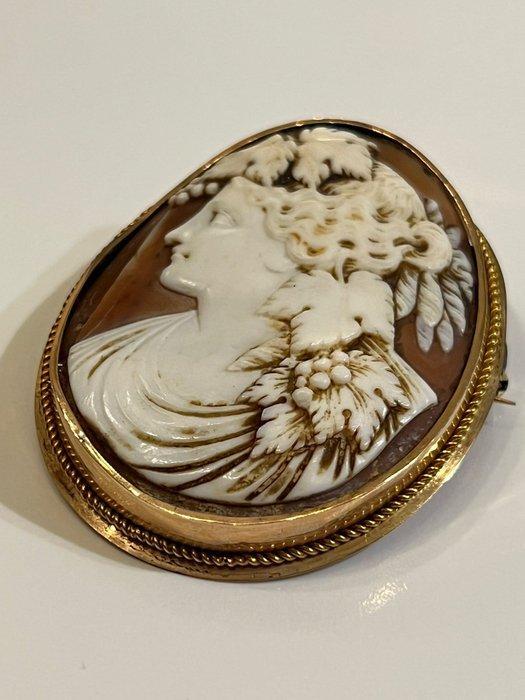 Broche - 14 karaat Geel goud, Shell - broche oorbel goud, Handtassen en Accessoires, Antieke sieraden
