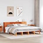 vidaXL Bed met boekenkast zonder matras hout wasbruin, Huis en Inrichting, Slaapkamer | Bedden, Verzenden, Nieuw