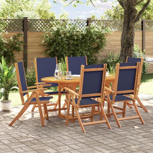 vidaXL 7-delige Tuinset massief acaciahout en textileen, Tuin en Terras, Tuinsets en Loungesets, Tuinset, Nieuw, Verzenden