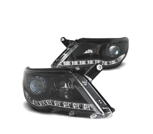 PHARES POUR VOLKSWAGEN VW TIGUAN 07-11 LED DIURNES FOND NOIR, Auto-onderdelen, Verlichting, Verzenden