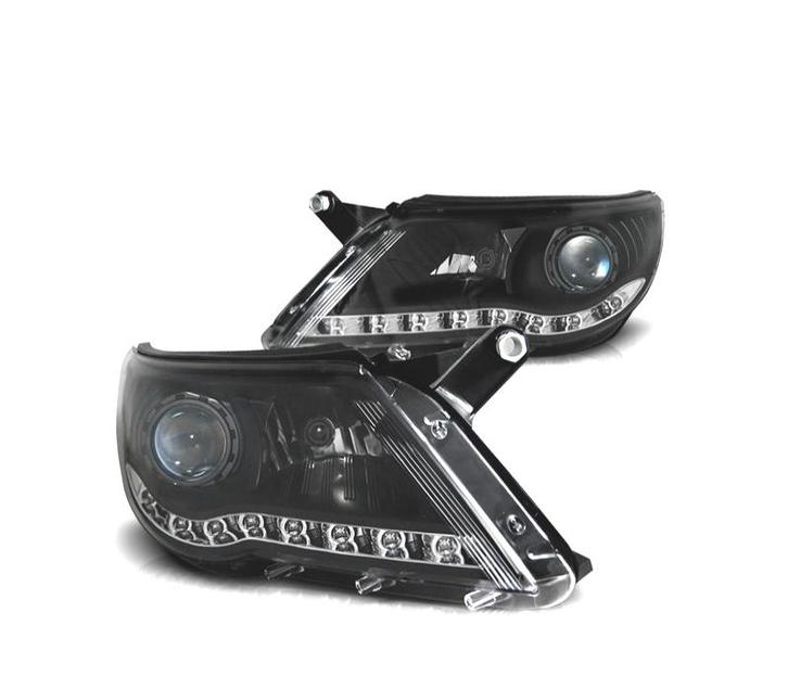 PHARES POUR VOLKSWAGEN VW TIGUAN 07-11 LED DIURNES FOND NOIR, Autos : Pièces & Accessoires, Éclairage, Envoi