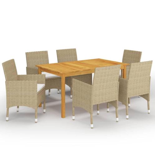 vidaXL Ensemble Ã  manger de jardin 7 pcs Beige, Jardin & Terrasse, Ensembles de jardin, Neuf, Envoi