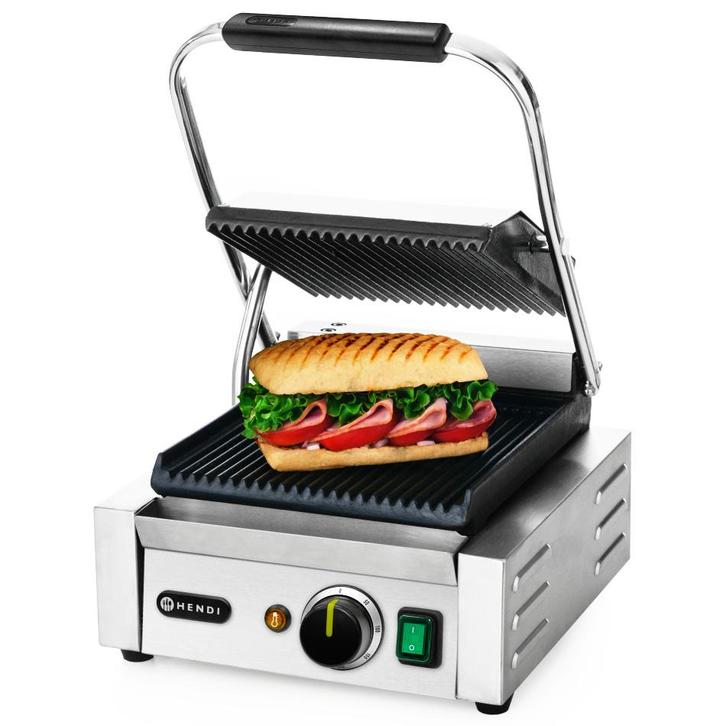 Contact-/Paninigrill | Enkel | Gegroefd Oppervlak 220x230, Zakelijke goederen, Horeca | Keukenapparatuur, Nieuw in verpakking