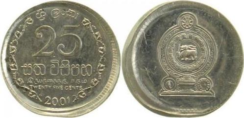 Fehlpraegung 25 Cents 2001 Sri Lanka dezentriert ohne Riffe, Postzegels en Munten, Munten | Europa | Niet-Euromunten, België, Verzenden