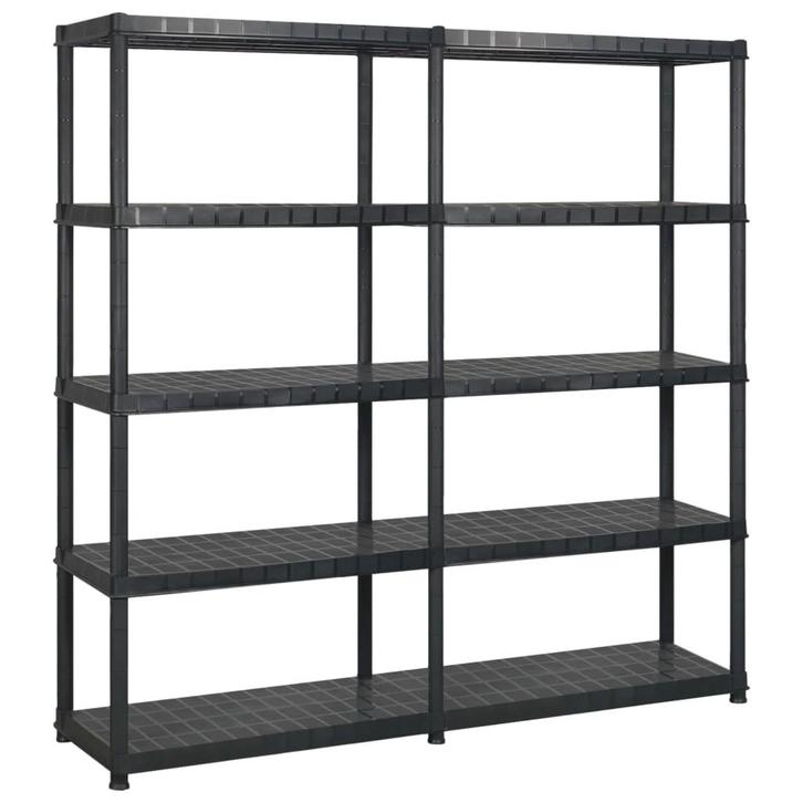 vidaXL Opbergrek 5-laags 170x40x185 cm kunststof zwart, Huis en Inrichting, Kasten | Stellingkasten, Nieuw, Verzenden
