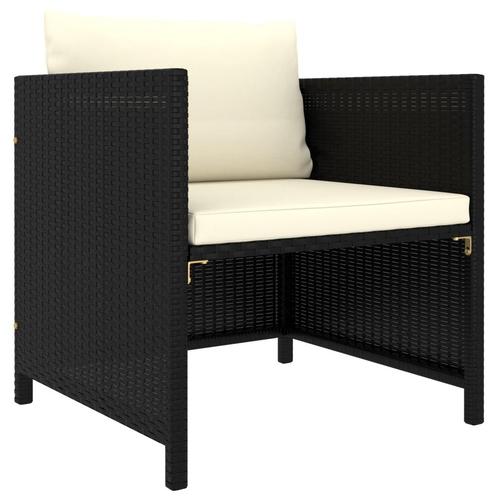 vidaXL Tuinbank met kussens poly rattan zwart, Tuin en Terras, Tuinsets en Loungesets, Nieuw, Verzenden