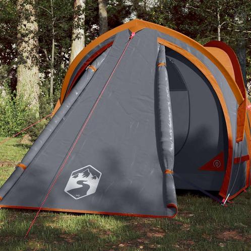 vidaXL Koepeltent 2-persoons waterdicht grijs en oranje, Caravans en Kamperen, Tenten, Nieuw, Verzenden
