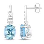 Oorbellen - 14 karaat Witgoud - 6.50ct. tw. Aquamarijn -