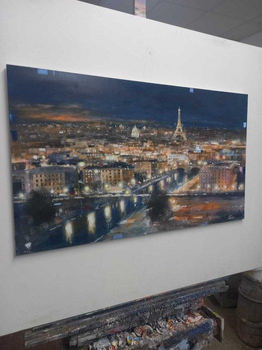 Paolo Fedeli - Parigi di notte, Antiek en Kunst, Kunst | Schilderijen | Modern