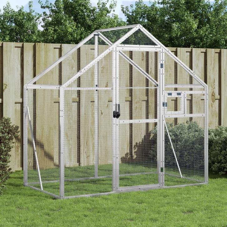 vidaXL Volière 179x100x185 m aluminium zilverkleurig, Dieren en Toebehoren, Vogels | Toebehoren, Nieuw, Verzenden