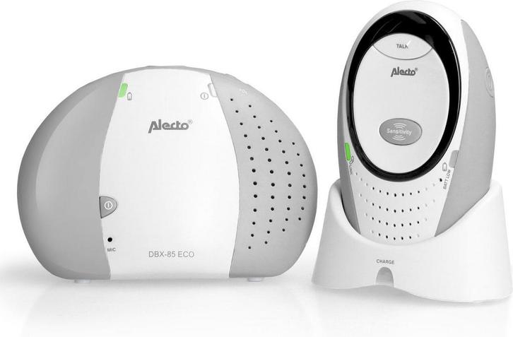 Alecto DBX-85GS - Full Eco DECT Babyfoon - Wit/Grijs •, Kinderen en Baby's, Babyfoons, Nieuw, Verzenden
