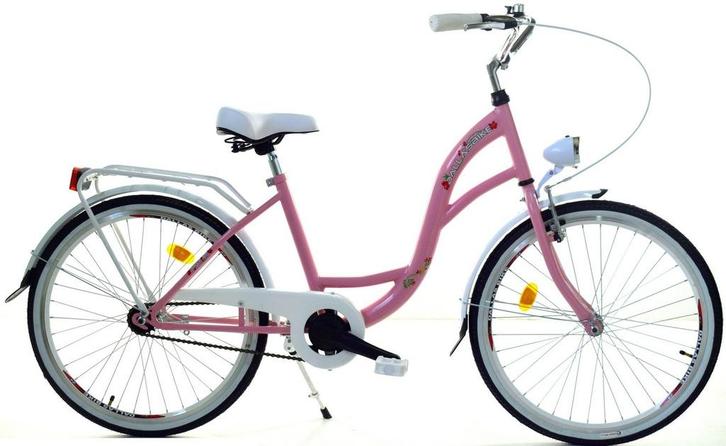 Meisjesfiets - 24 inch - robuust -  wit roze - Dallas Bike, Fietsen en Brommers, Fietsen | Kinderfietsjes, Nieuw, Ophalen of Verzenden