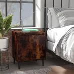 vidaXL Nachtkastje met metalen poten 40x30x50 cm gerookt, Huis en Inrichting, Slaapkamer | Nachtkastjes, Verzenden, Nieuw