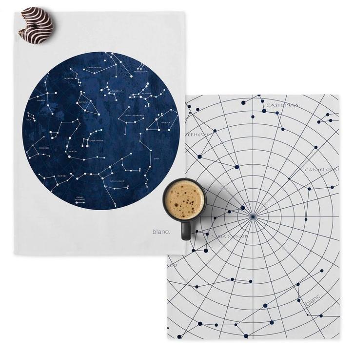 Set van 2 theedoeken Cosmos | Blanc, Huis en Inrichting, Keuken | Keukenbenodigdheden, Nieuw, Verzenden