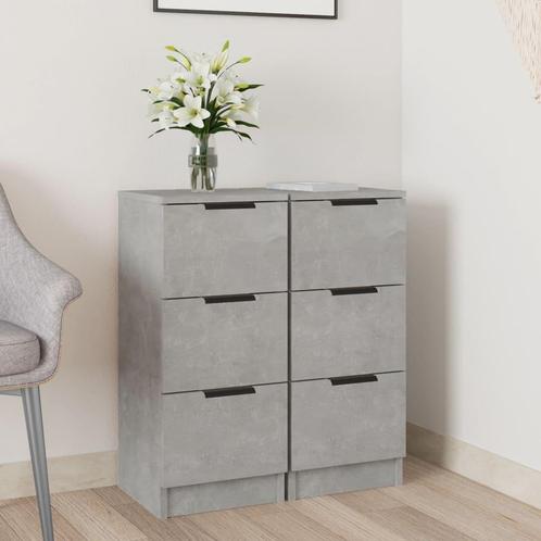 vidaXL Dressoirs 2 st 30x30x70 cm bewerkt hout betongrijs, Huis en Inrichting, Kasten | Dressoirs, Nieuw, Verzenden